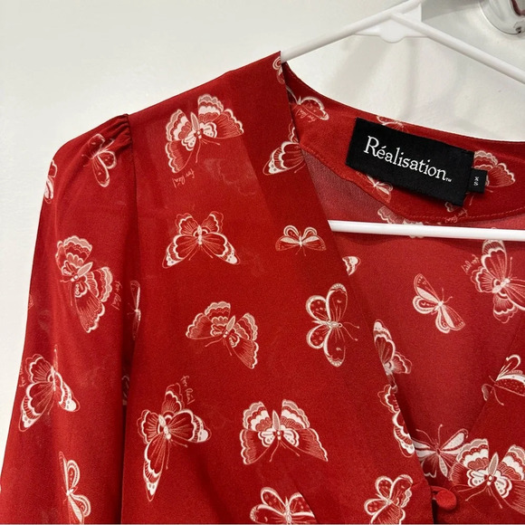 Realisation Par Kaia Top Red Butterfly Size XS - Picture 9 of 12